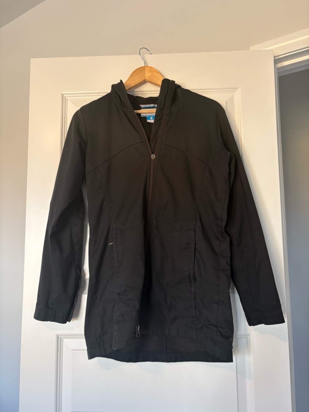 Columbia Jacket Black Zip Men's Size S Mid-Length Casual Embroidered